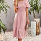 Women's Short Sleeve Round Neck Waist Tiered Dress