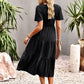 Women's Short Sleeve Round Neck Waist Tiered Dress