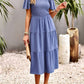 Women's Short Sleeve Round Neck Waist Tiered Dress