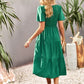 Women's Short Sleeve Round Neck Waist Tiered Dress