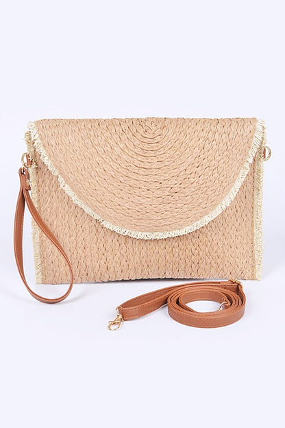 Convertible Straw Clutch Swing Bag