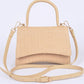 Faux Straw Top Handle Crossbody Swing Bag