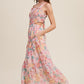 Floral Bubble Textured Two-Piece Style Maxi Dress