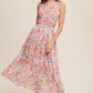 Floral Bubble Textured Two-Piece Style Maxi Dress