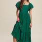 Square Neck Ruffled Short Sleeve Maxi Dress