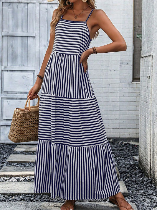 Striped Ruffle Hem Cami Dress