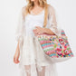 Flower and Tassel Beaded Tote Bag