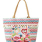 Flower and Tassel Beaded Tote Bag