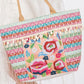 Flower and Tassel Beaded Tote Bag