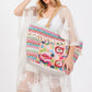 Flower and Tassel Beaded Tote Bag