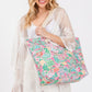 Dolphin and Flower Print Tote Bag