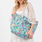 Beach and Flower Print Tote Bag