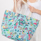 Beach and Flower Print Tote Bag