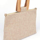 Bamboo Top Handle Linen Convertible Clutch Bag