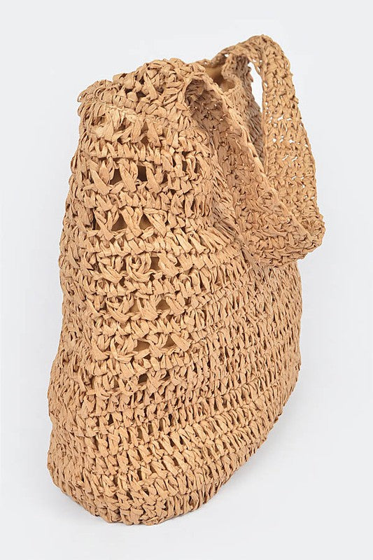 Faux Straw Oversize Hobo Shoulder Bag