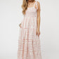 PRINTED SMOCKED RUFFLE MAXI DRESS