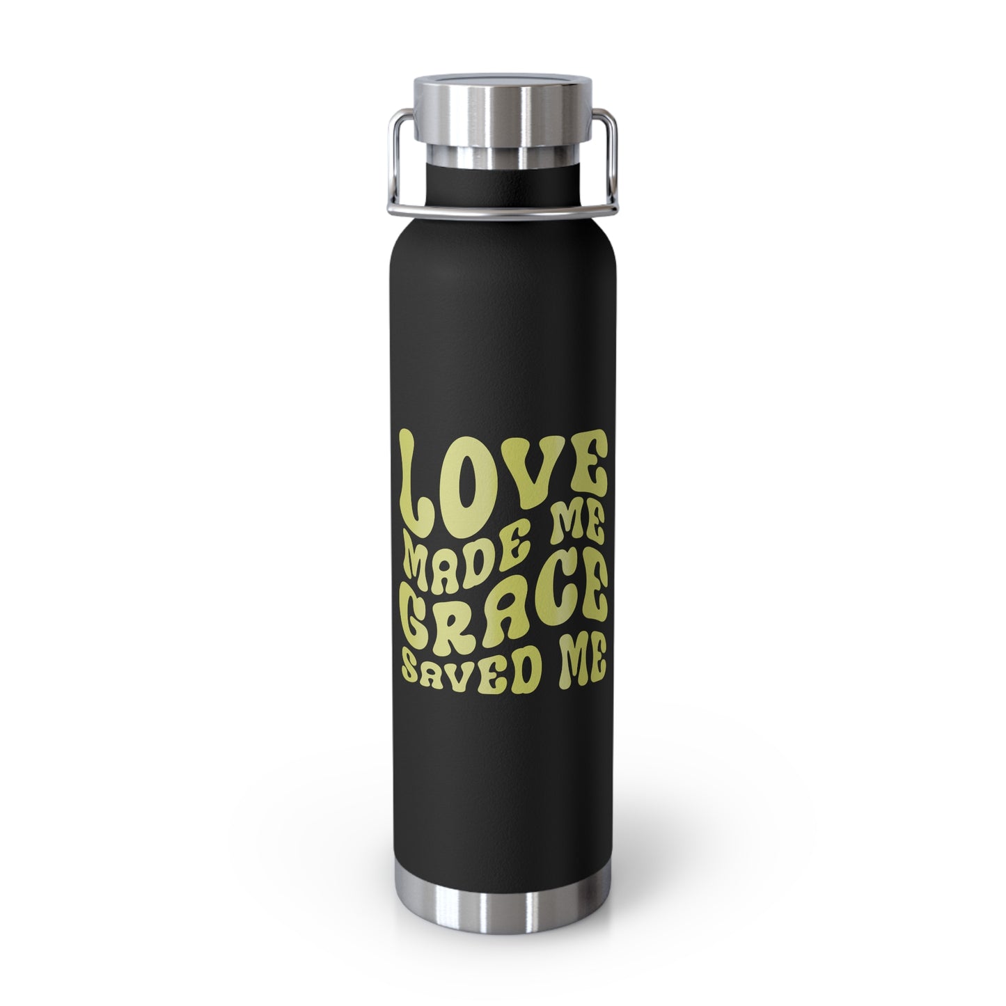 Love made me, grace saved me vacuum insulated water bottle