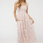 PRINTED SMOCKED RUFFLE MAXI DRESS