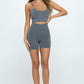 SEAMLESS SLEVELESS CROP TOP AND BIKER SHORTS SET