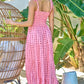 PRINTED SMOCKED RUFFLE MAXI DRESS