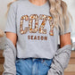 cozy season athletic heather fall t shirt with a floral print design