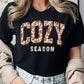 cozy season black fall tshirt with a floral print design