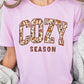 cozy season lilac fall tshirt with a floral print design