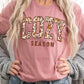 cozy season mauve fall tshirt with a floral print design