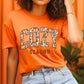 cozy season orange fall tshirt with a floral print design