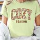 cozy season spring green fall tshirt with a floral print design
