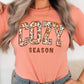 cozy season sunset fall tshirt with a floral print design
