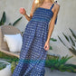 PRINTED SMOCKED RUFFLE MAXI DRESS