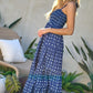 PRINTED SMOCKED RUFFLE MAXI DRESS