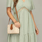 V neck dress with lace trim