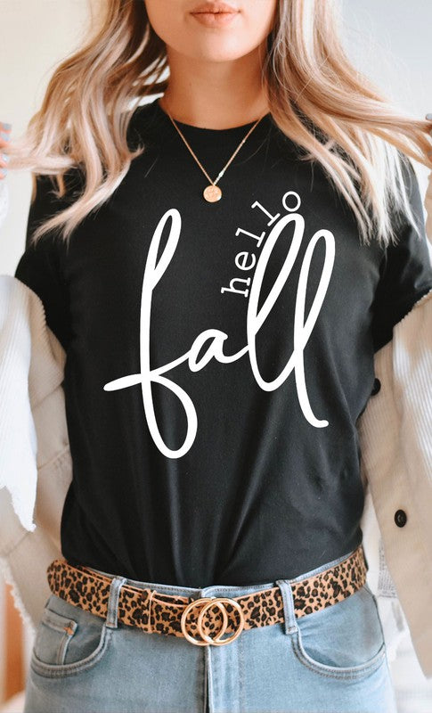 hello fall t shirts heather black