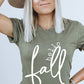 hello fall t shirt heather olive