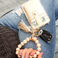 Leopard Beaded Key Ring Wallet Bracelet