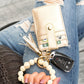 Leopard Beaded Key Ring Wallet Bracelet