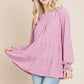 Swiss Dots Pom Pom Ruffle Hem Peplum Blouse Tops
