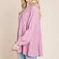 Swiss Dots Pom Pom Ruffle Hem Peplum Blouse Tops