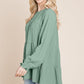 Swiss Dots Pom Pom Ruffle Hem Peplum Blouse Tops