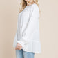 Swiss Dots Pom Pom Ruffle Hem Peplum Blouse Tops