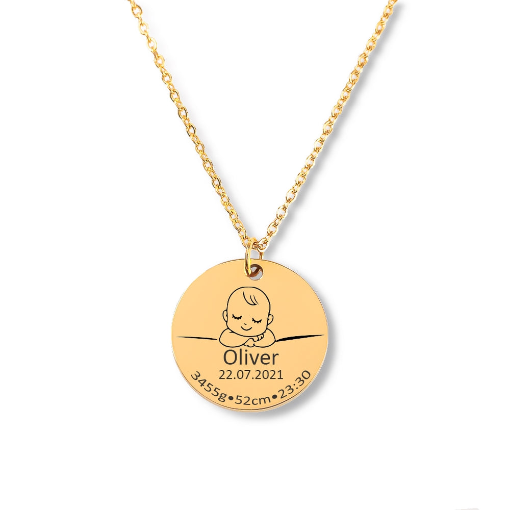 Baby Birth Details Necklace