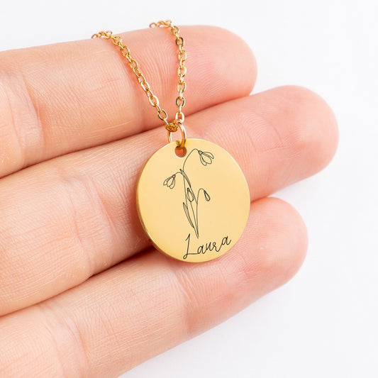 Personalized Name & Birth Flower Necklace