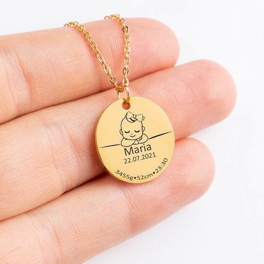 Baby Birth Details Necklace