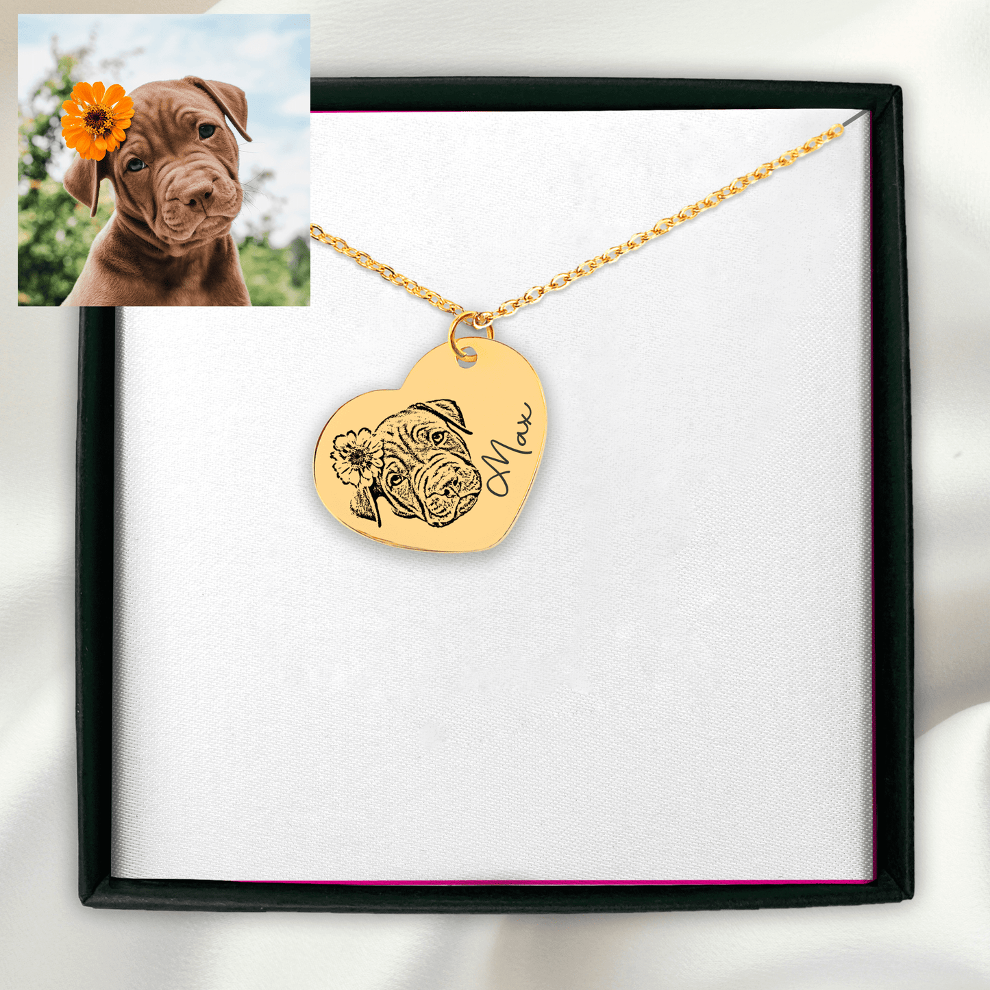 Pet Portrait Heart Necklace