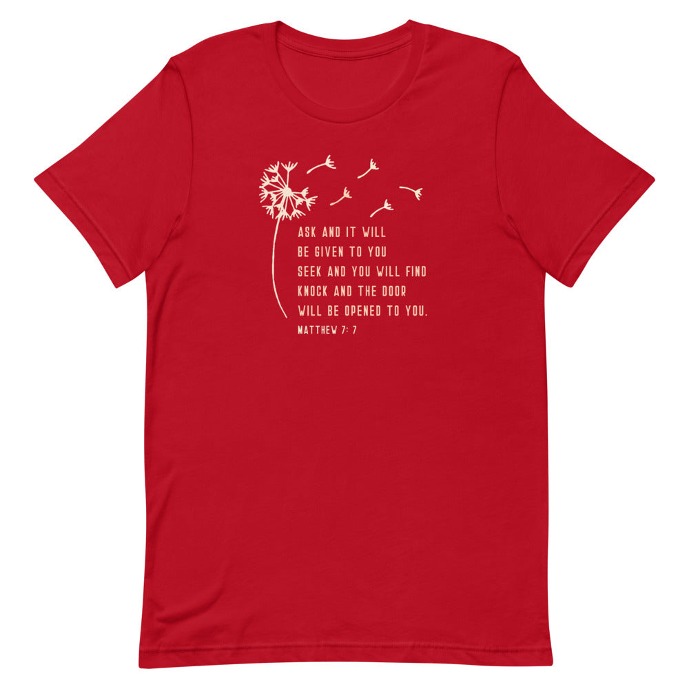 Ask And You Will Receive T-Shirt | Bible Verse T-Shirt | Matthew 7:7 T-Shirt | Christian T-Shirts For Women | Christian Clothing Store