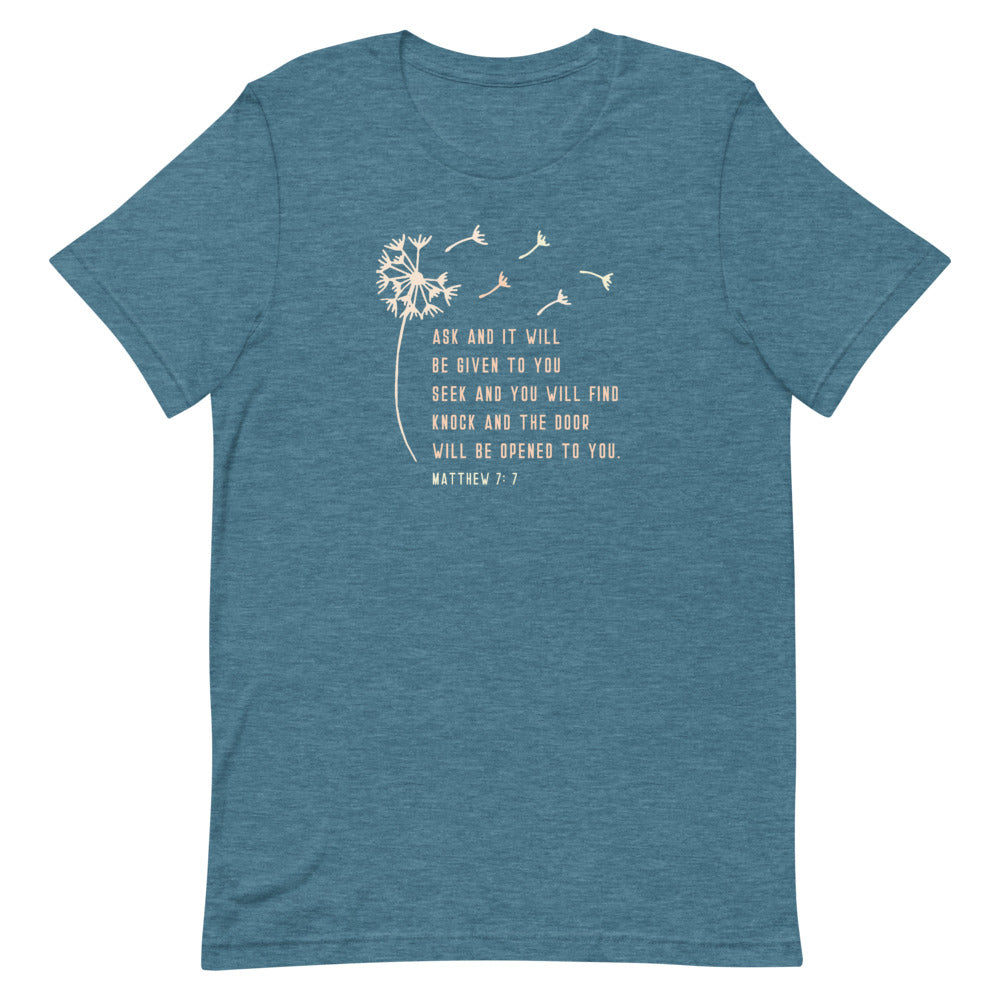 Ask And You Will Receive T-Shirt | Bible Verse T-Shirt | Matthew 7:7 T-Shirt | Christian T-Shirts For Women | Christian Clothing Store